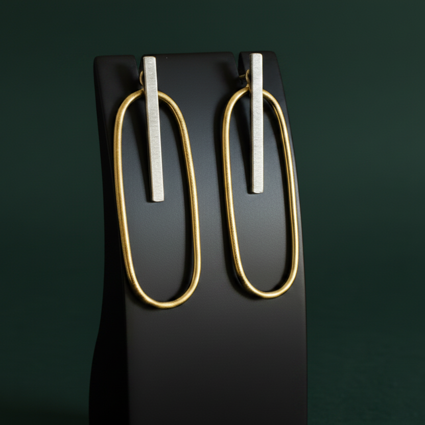 Pendientes MODIGLIANI bañado en oro y plata - Diseño con carácter