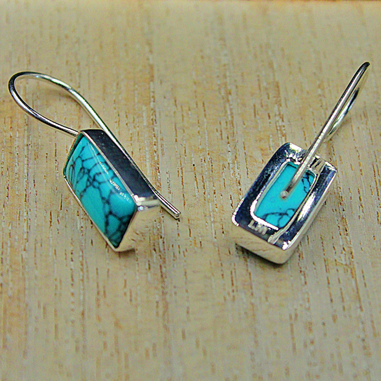TURQUOISE designer earrings plated in 925 silver