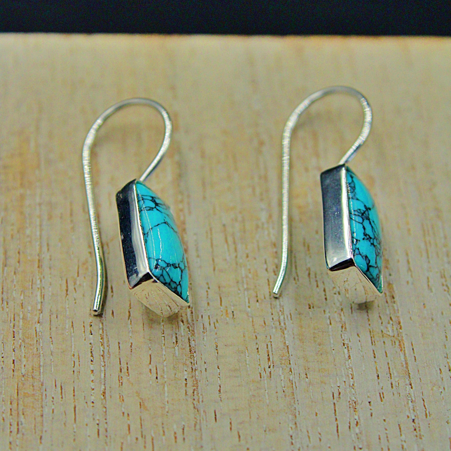 TURQUOISE designer earrings plated in 925 silver