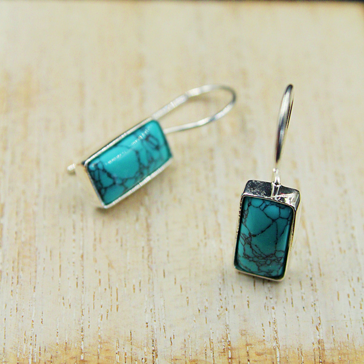 TURQUOISE designer earrings plated in 925 silver