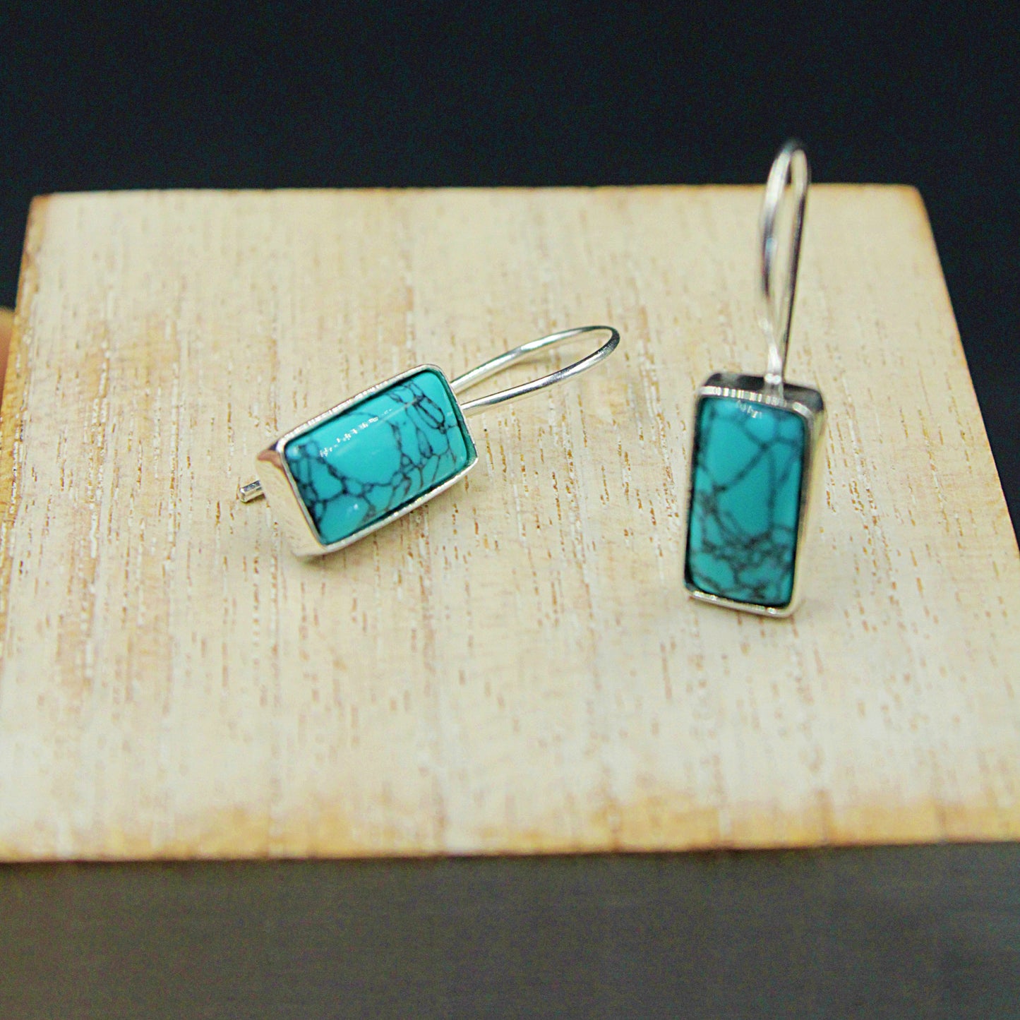 TURQUOISE designer earrings plated in 925 silver