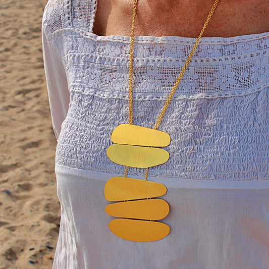 PÄLÄOLITHISCHE lange Halskette mit 18-karätigem Gold überzogen