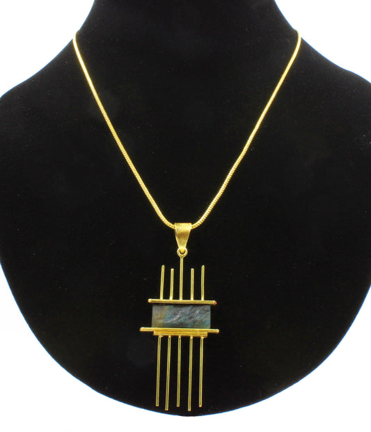 PÄLÄOLITHISCHE lange Halskette mit 18-karätigem Gold überzogen