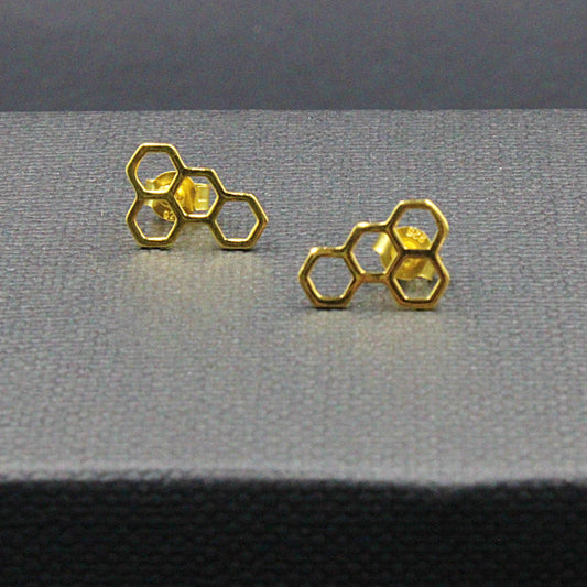 Wabenohrringe aus vergoldetem Silber