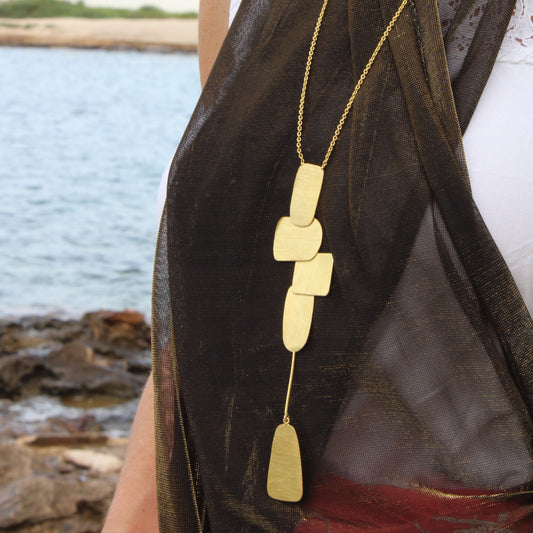 Lange MIRÓ-Halskette mit 18-karätigem Gold überzogen