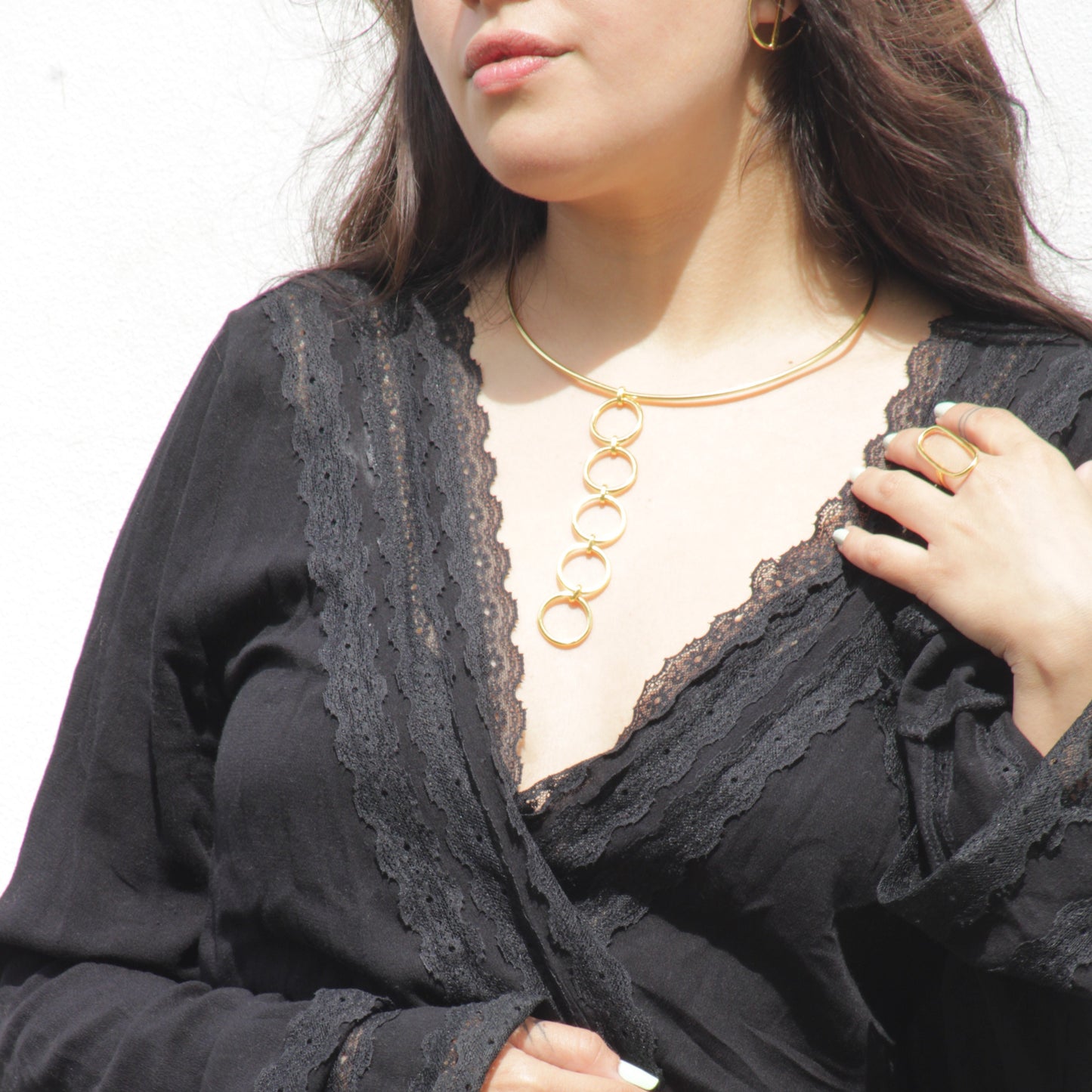 DECO choker with 18kt gold plated pendant
