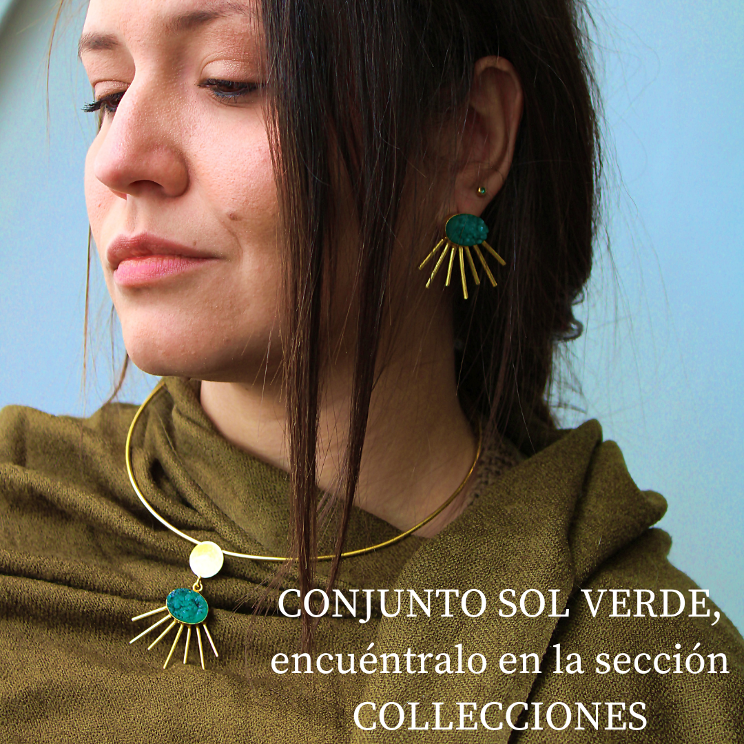 SOL choker with green quartz pendant plated in 18kt gold