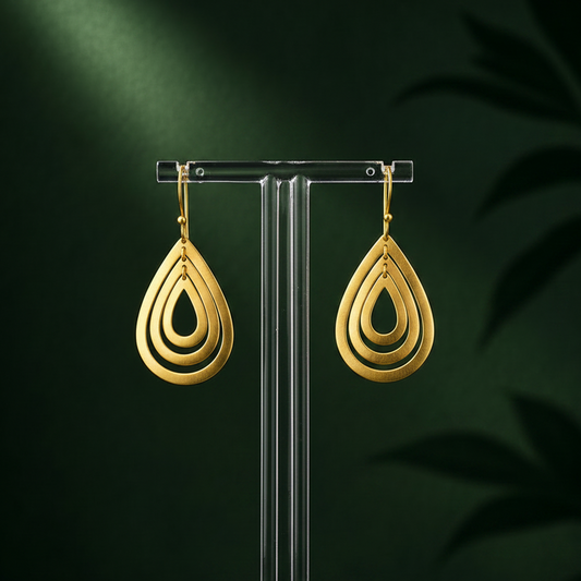 THREE DROPS earrings, gold and silver plated