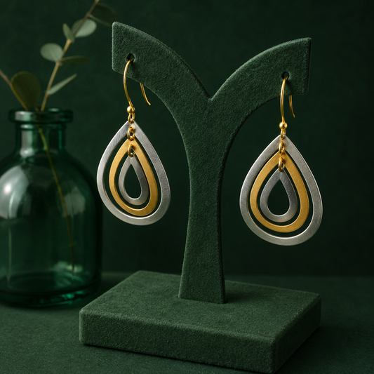 Pendientes TRES GOTAS bañados en oro y plata