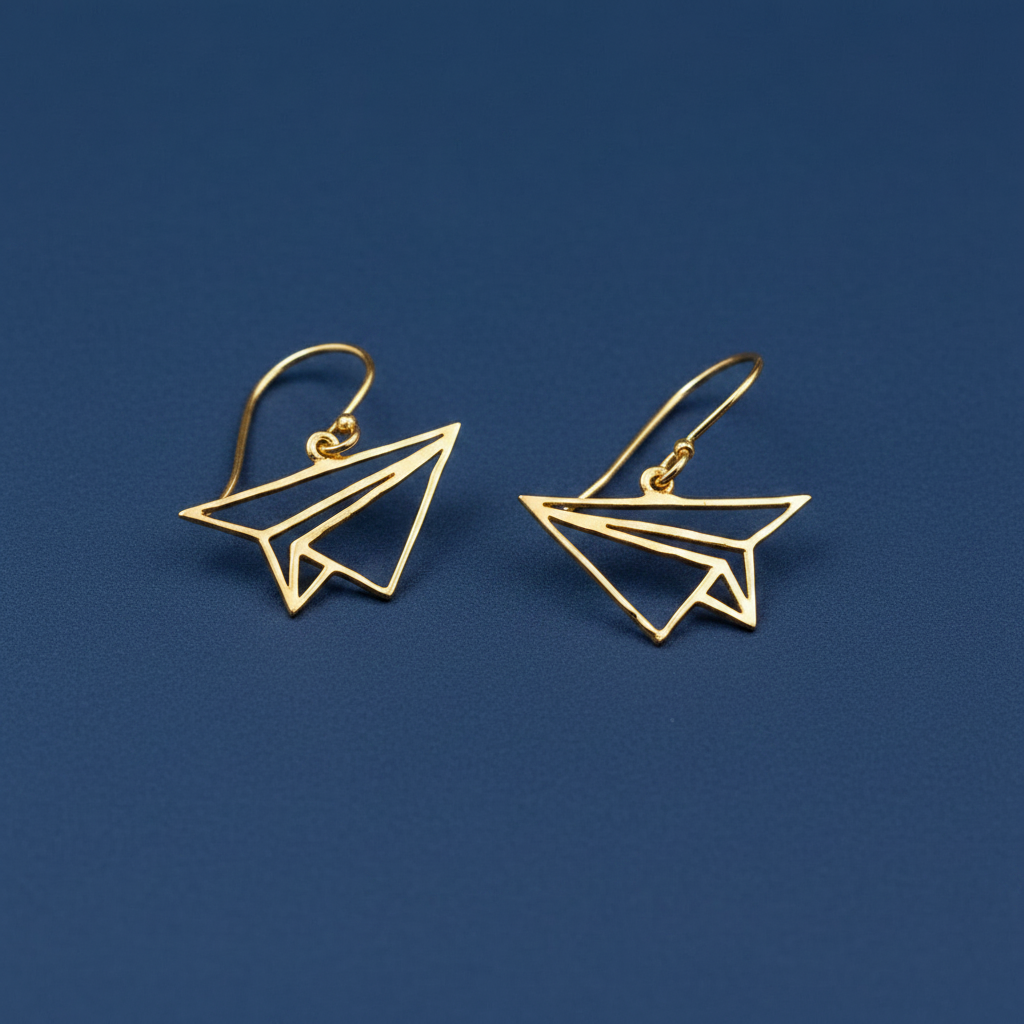 Pendientes AVIÓN bañados en oro
