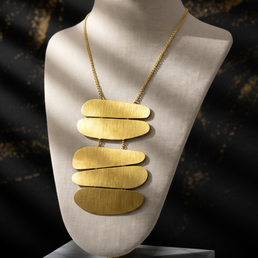 PALEOLITHIC long necklace plated in 18kt gold