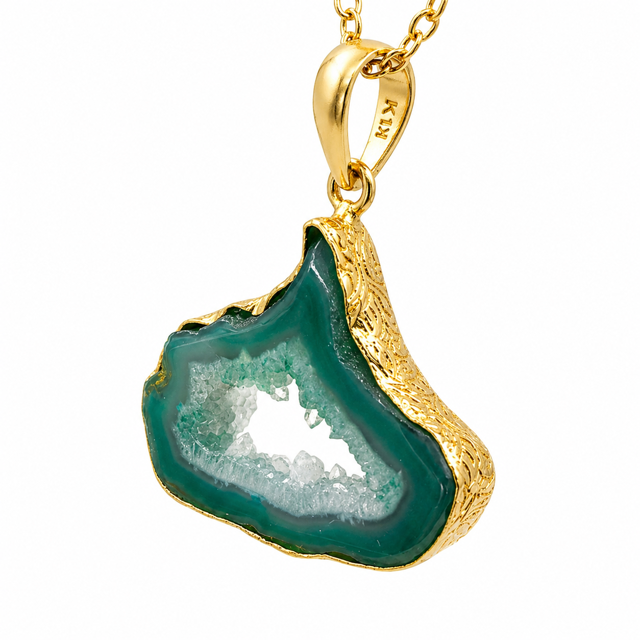 Cadena con piedra semipreciosa - cuarzo ágata verde