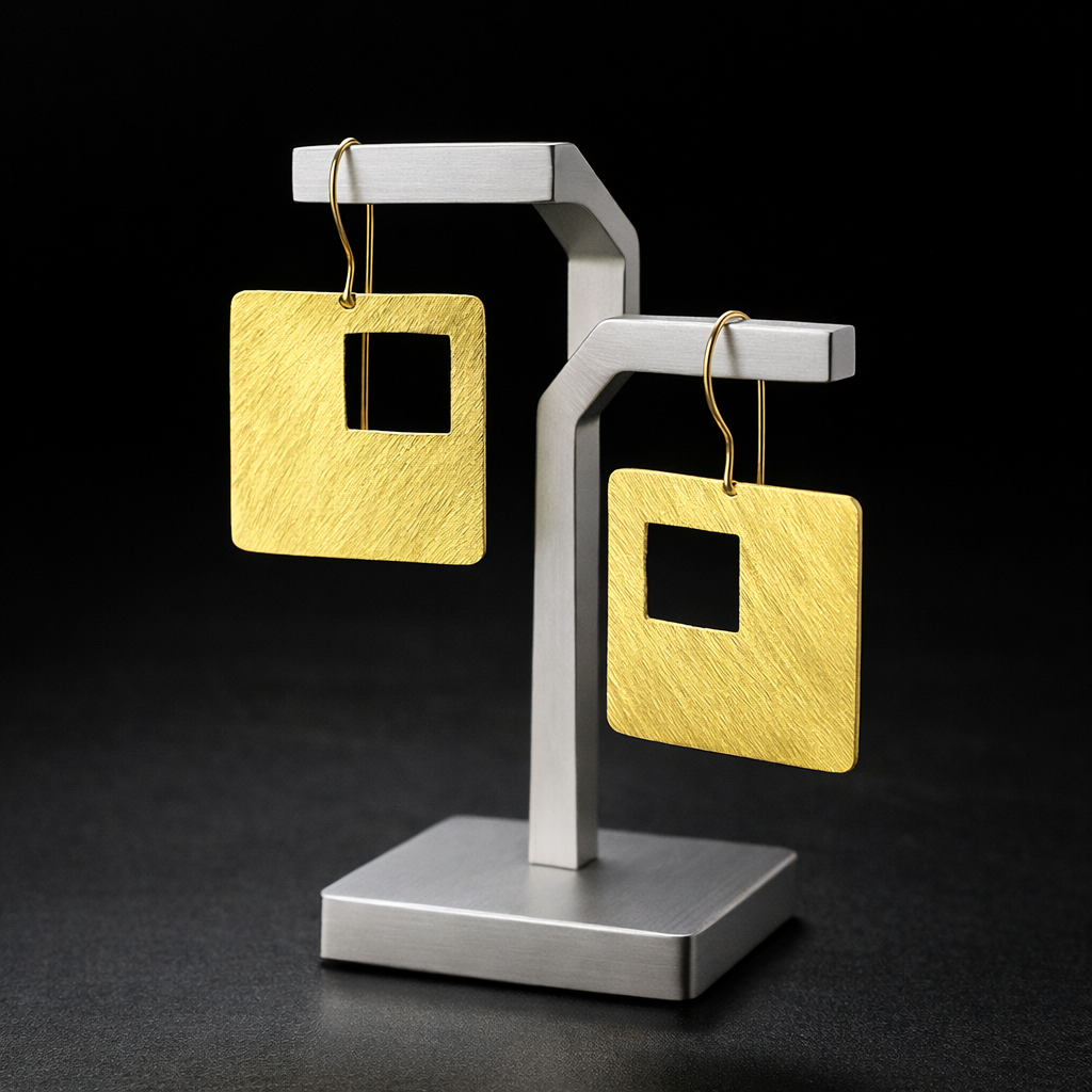 Pendientes Cuadrados SIXTY bañados en oro