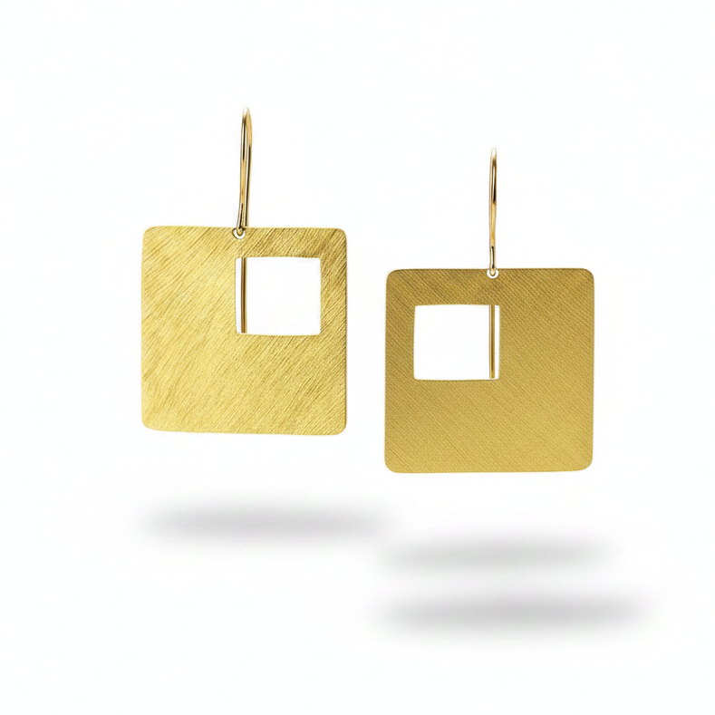 Pendientes Cuadrados SIXTY bañados en oro