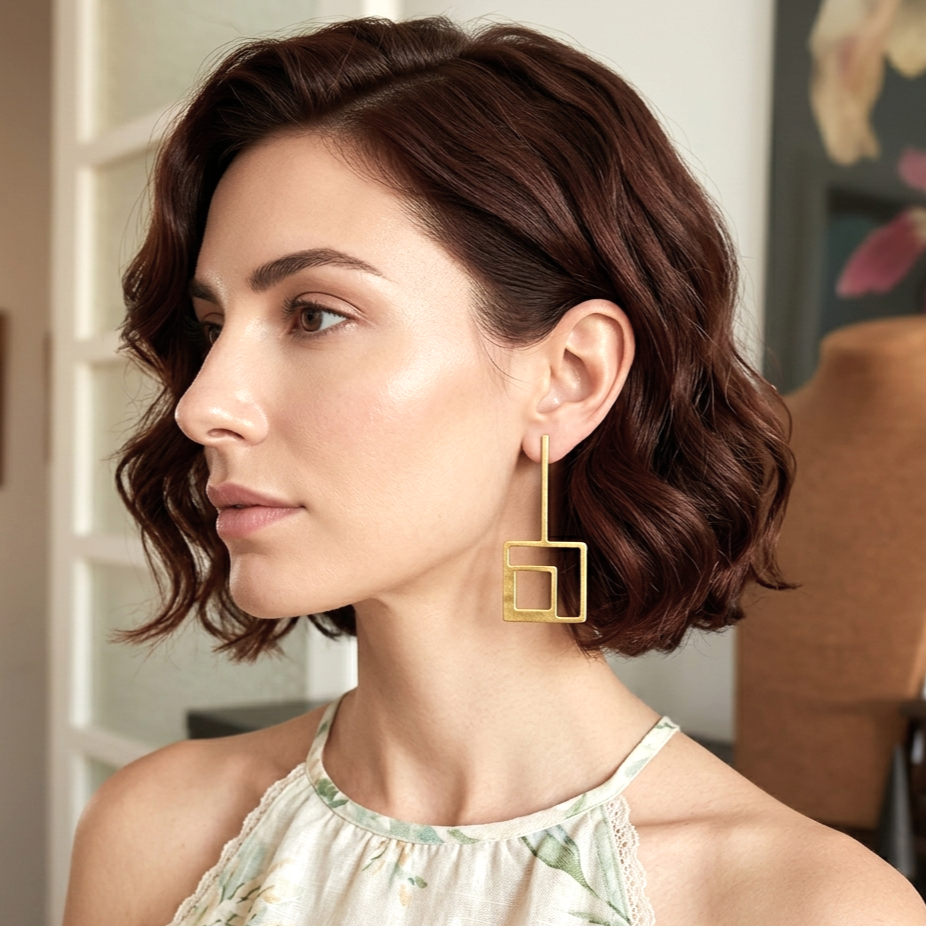 Pendientes FINESTRA bañados en oro - Diseño con carácter