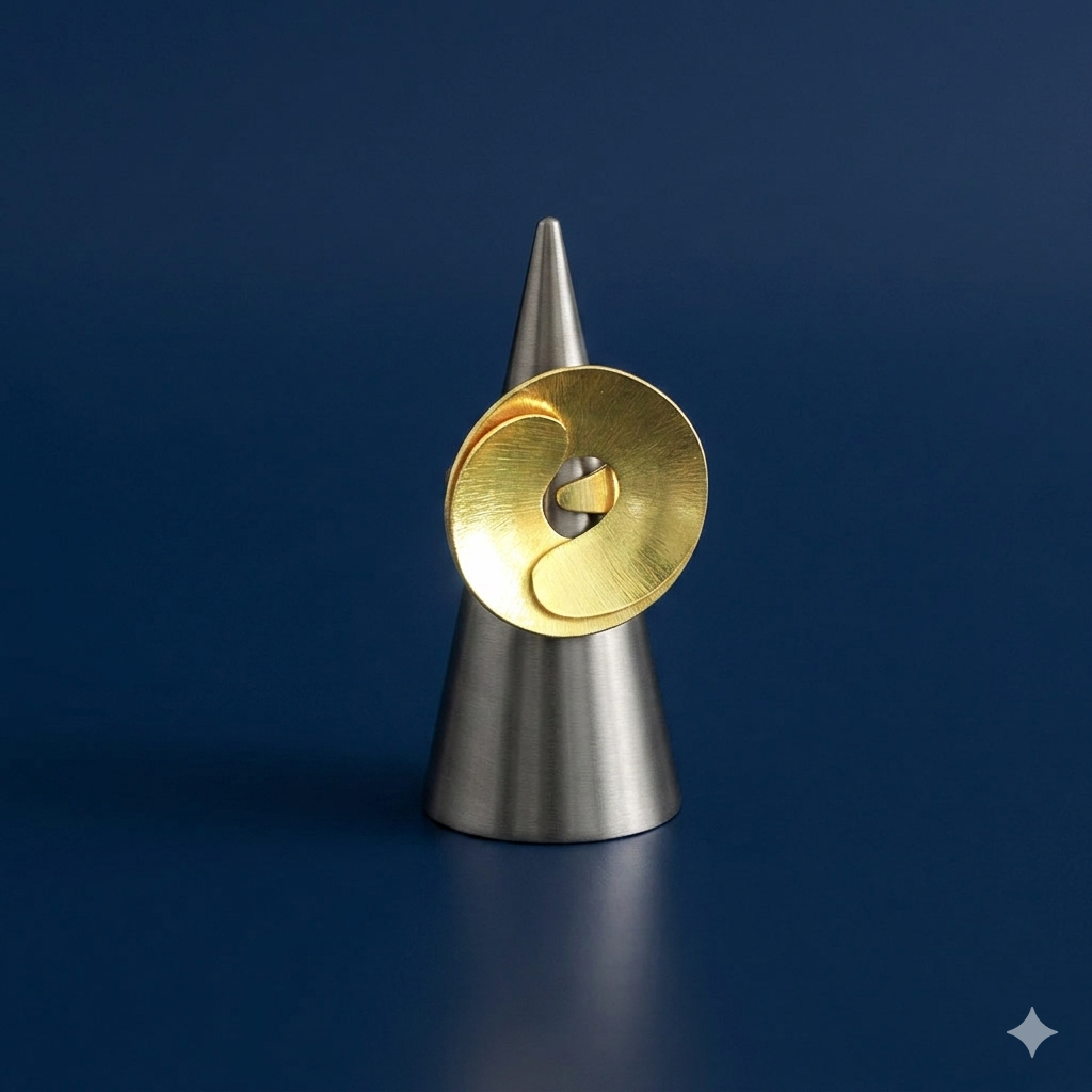 Anillo ROUE bañado en oro - Diseño con carácter