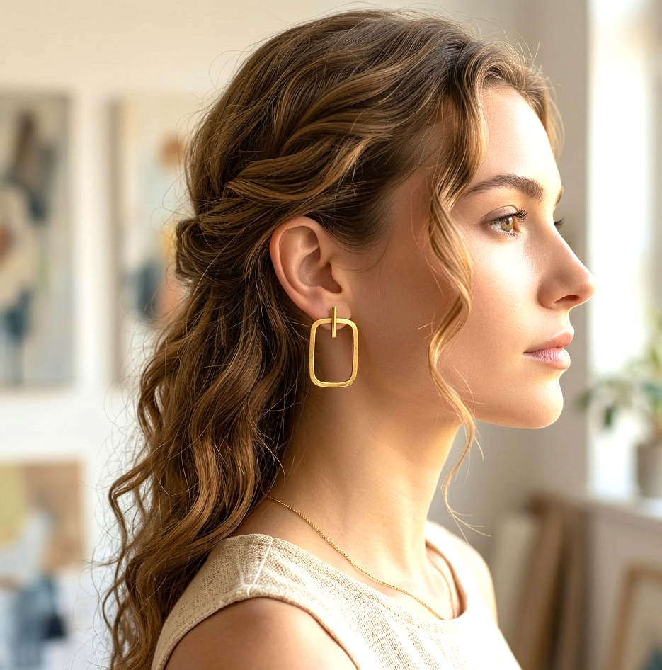 Pendientes STELLA bañados en oro - Diseño con carácter