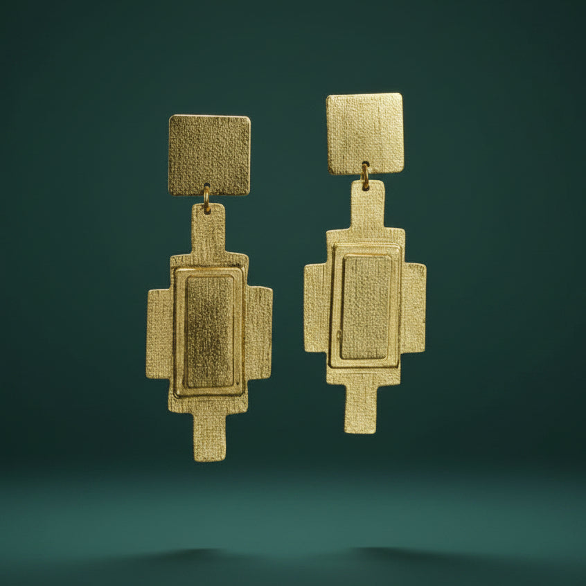 Pendientes WRIGHT bañados en oro - Diseñó con carácter