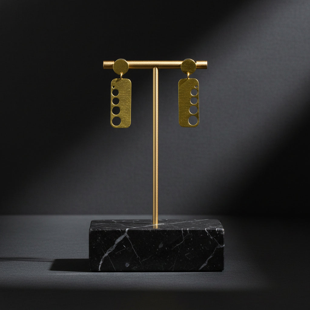 Pendientes BAUHAUS bañados en oro - Diseño con carácter