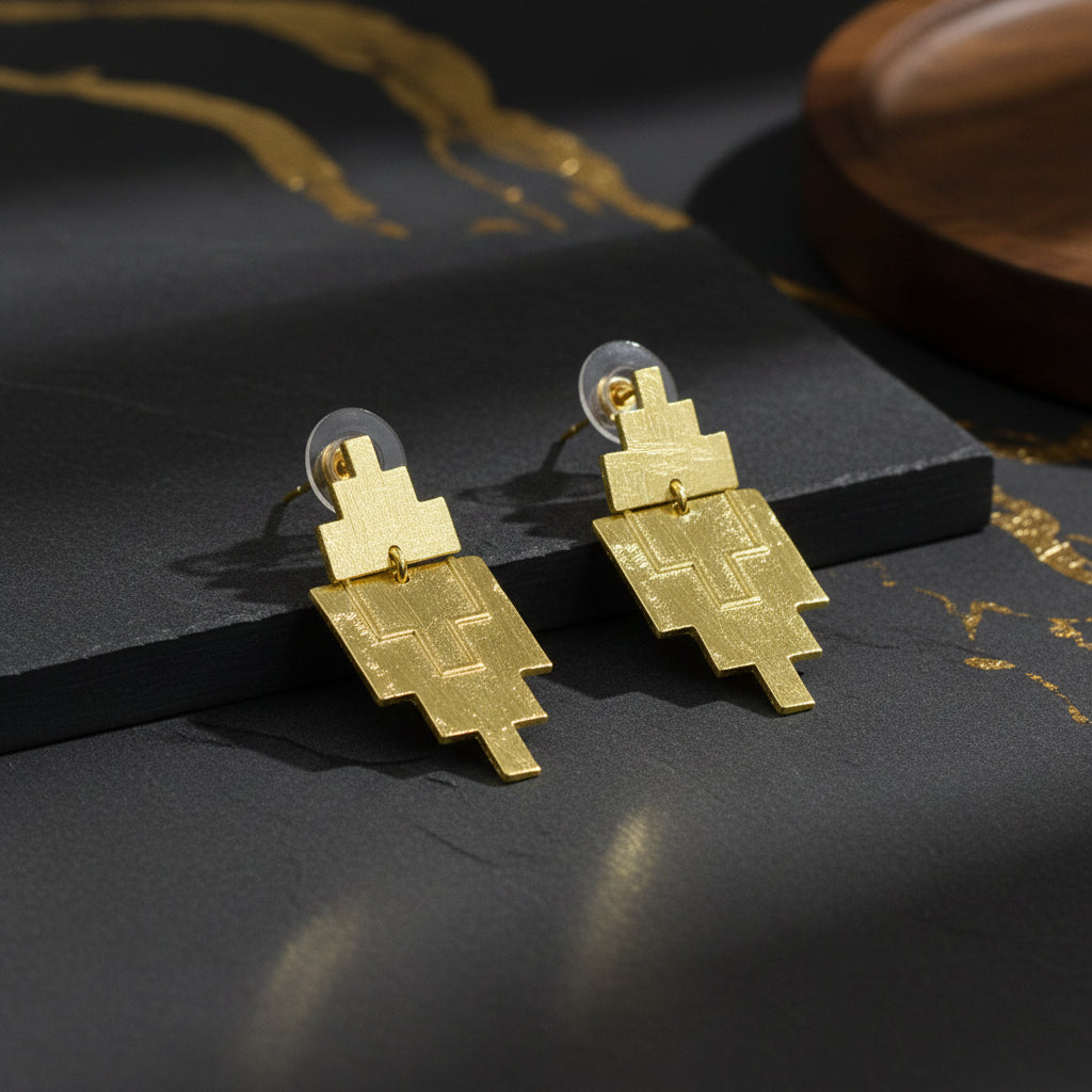 Pendientes KAVANAGH bañados en oro - Diseño con carácter
