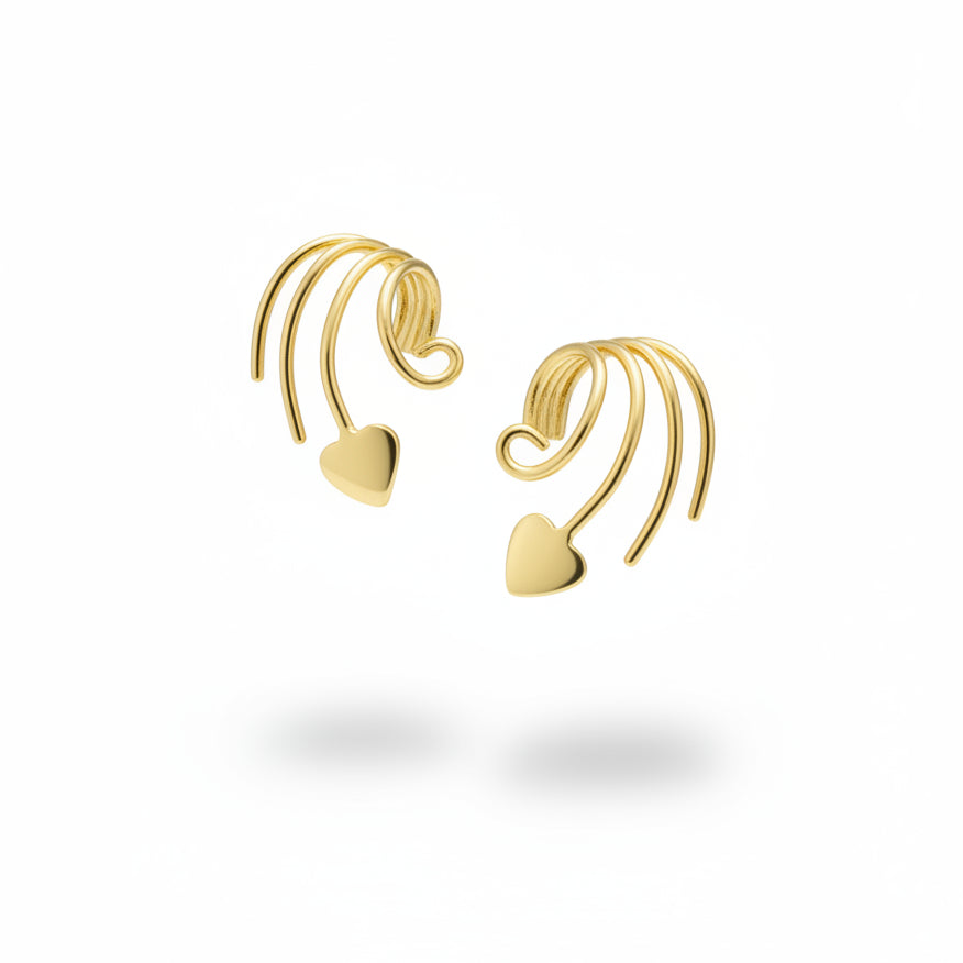 Set pendientes CORAZÓN de diseño bañados en oro
