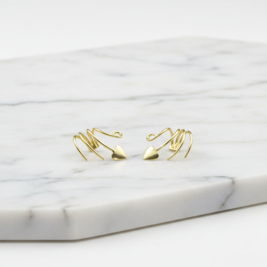 Set pendientes CORAZÓN de diseño bañados en oro
