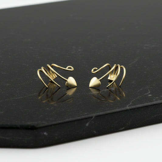 Set pendientes CORAZÓN de diseño bañados en oro