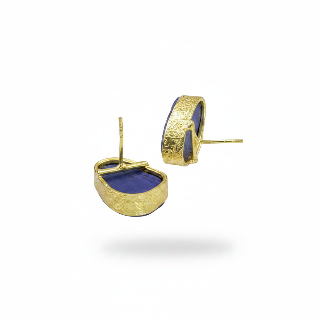 Pendientes de piedra semipreciosa cuarzo ágata azul bañados en oro