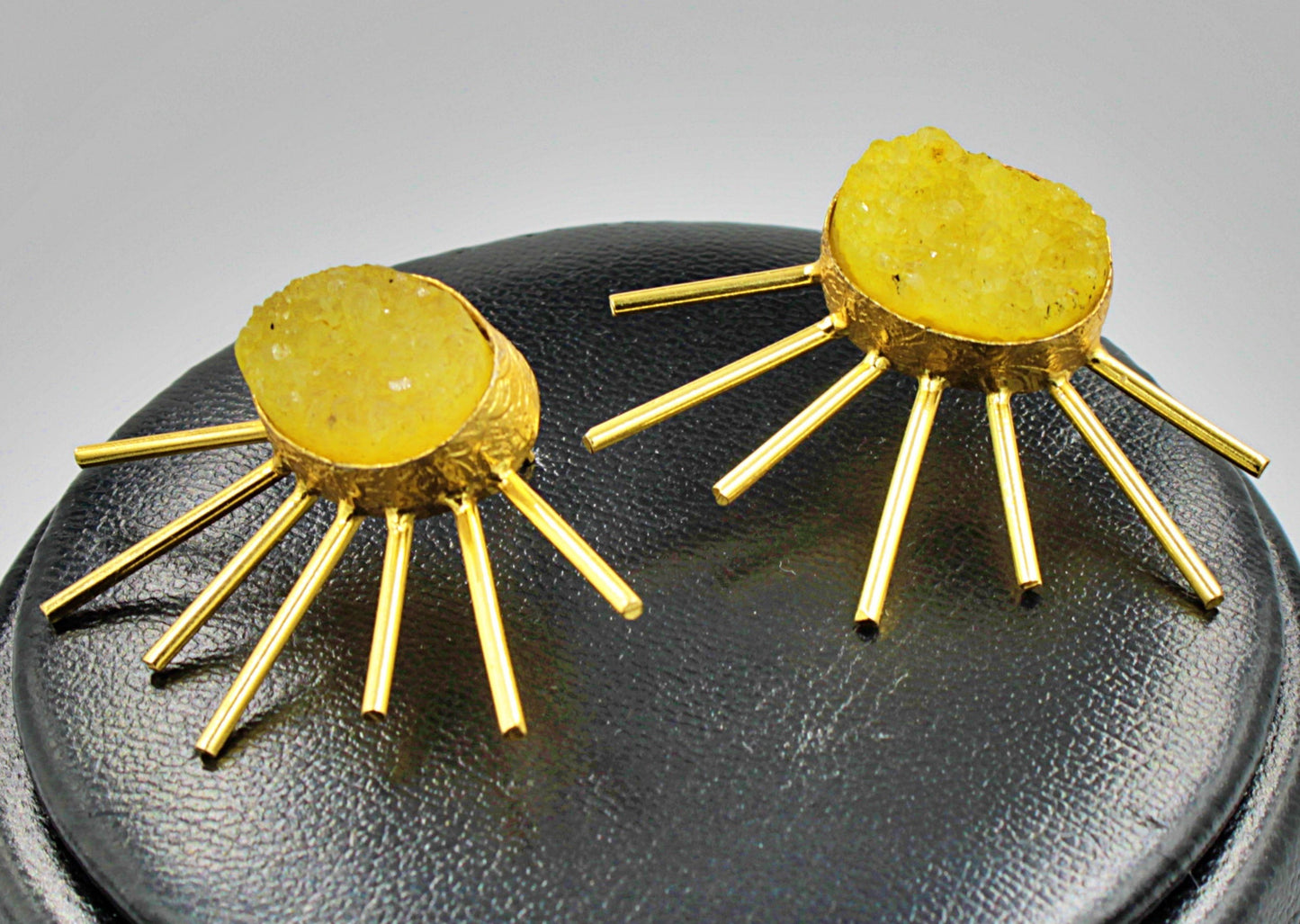 SOL earrings with yellow quartz, gold plated