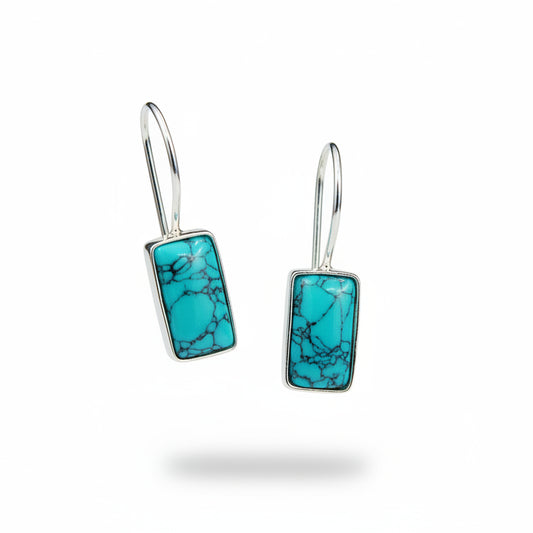 Pendientes TURQUOISE de diseño bañados en plata