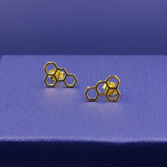 Wabenohrringe aus vergoldetem Silber