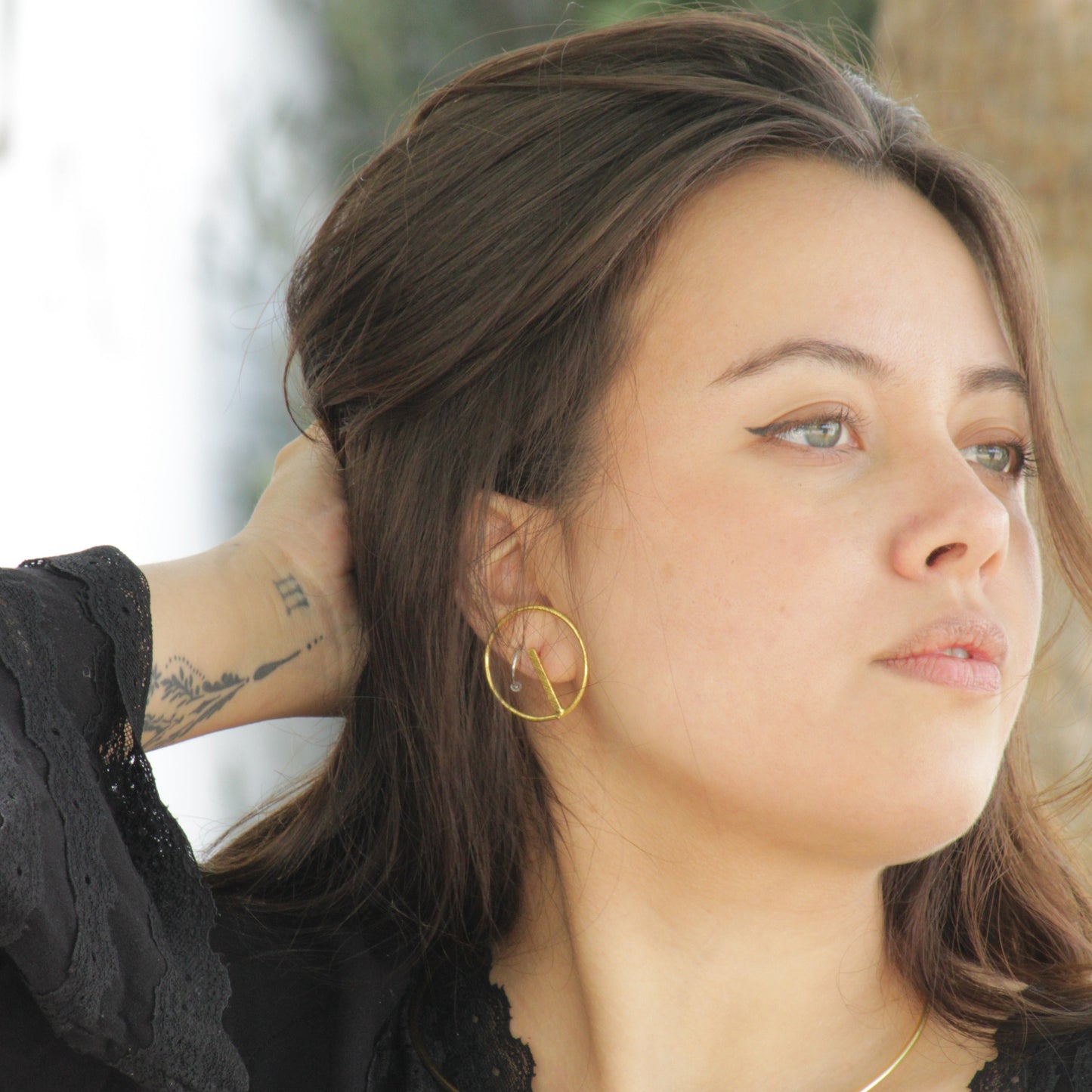 BENE designer earrings plated in 18 kt gold