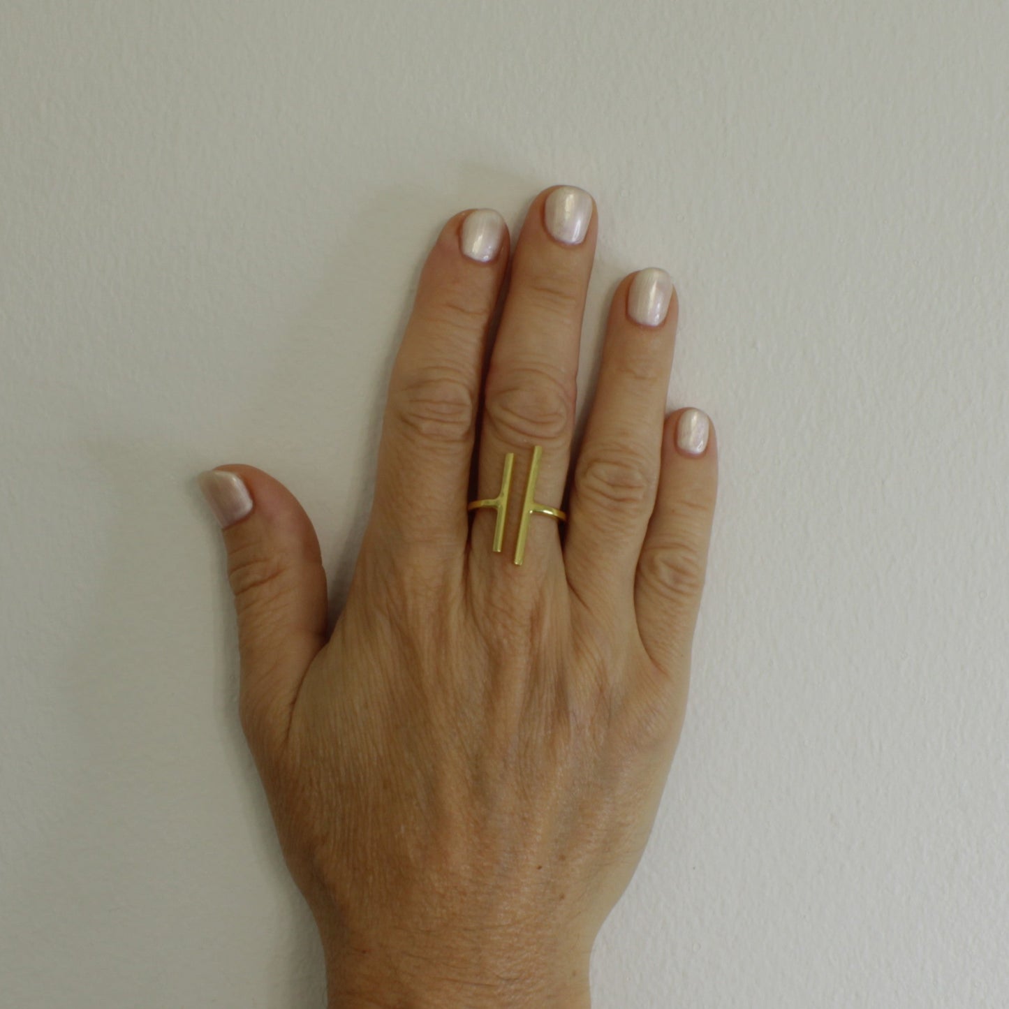 18Kt gold plated half moon ring