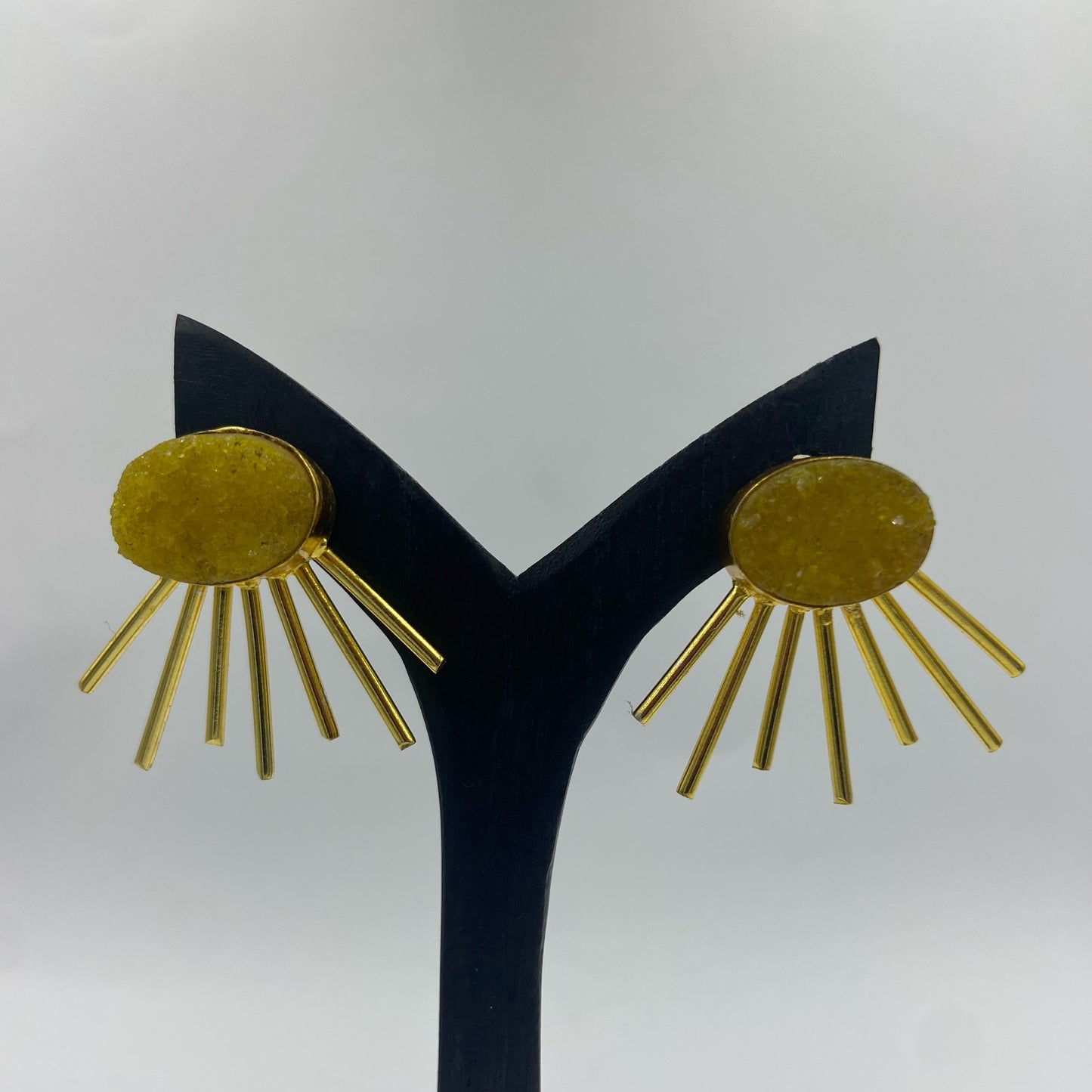 SOL earrings with yellow quartz, gold plated