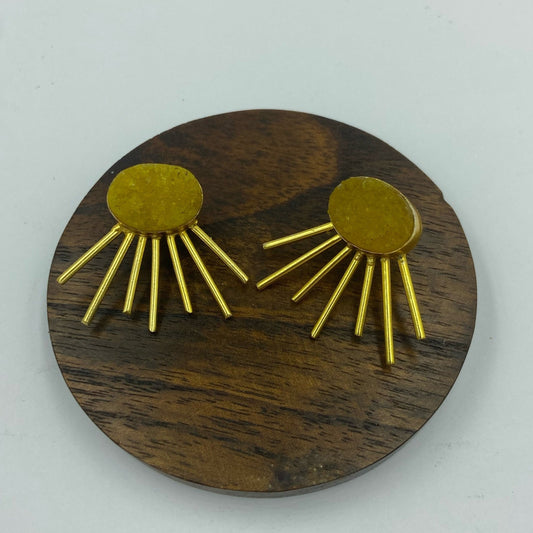 SOL earrings with yellow quartz, gold plated